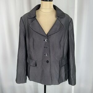 Kasper Woman Jacket Sz 16 W Tailored Lined Suit Blazer Notch Collar Detail READ